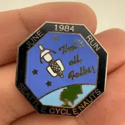 Seattle Cyclenauts June 1984 Run Screwback Pin - Cycling Bike Race