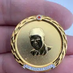 Red Cross Dr. Charles Drew #1077 Gold Tone Brooch Pendant