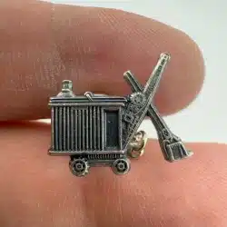 Old Railroad Railway Excavator Tie Tack Pin - Sterling Silver