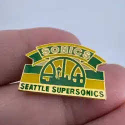 Alternative view of Vintage 1992 Seattle Supersonics Lapel Hat Pin by Peter David