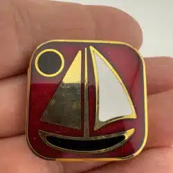 De Passille Sylvestre Sailing Boat & Sun Square Enamel Belt Buckle