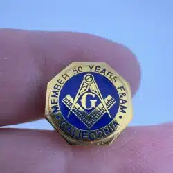 Free and Accepted Masons F&AM 50 Year Member Pin - California