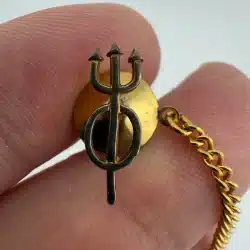 Vintage Number 0 With Pitchfork Pin - Sterling Silver - Patina - *Bent*