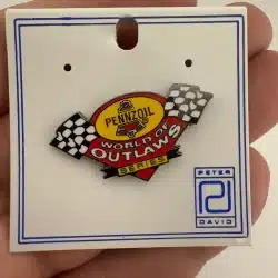 PENNZOIL MOTOR OIL WORLD OF OUTLAWS SERIES Racing Pin With Checkered Flags