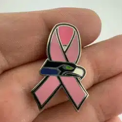 2005 Seattle Seahawks Pink Ribbon Pin - Breast Cancer Awareness - 50% To SGKOMEN
