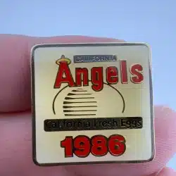 Vintage 1986 California Angels A's California Fresh Eggs 1986 Baseball Pin