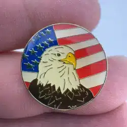 Bald Eagle Over American Flag Lapel Pin - Blue Cross Blue Shield Marked Back