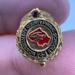 Montgomery County Public Schools 25 Year Employee Pin 1/10 10K GF with Stone
