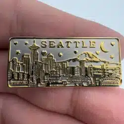 Seattle Skyline Lapel Hat Pin with Space Needle, Mt. Rainier, Stadiums, and more