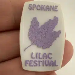 Spokane Lilac Festival Lapel Hat Pin - Plastic - Unknown Age - Washington State