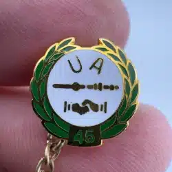 UA United Association Labor Union Pipefitters Plumbers 45-Year Tie Tack Pin