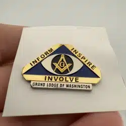 Grand Lodge Of Washington INFORM INSPIRE INVOLVE Lapel Hat Pin - Masonic