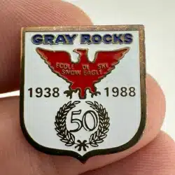 1938-1988 Gray Rocks 50th Anniversary Pin Ecole de Ski Snow Eagle Quebec Canada