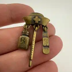 JJ Jonette Jewelry Nurse's Cap with 3 Charms Lapel Hat Pin