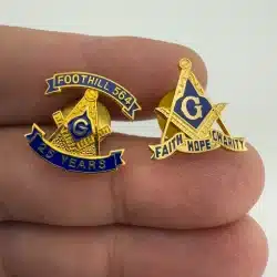 Lot of 2 Mason Pins - Foothill 564 25 Years and Faith Hope Charity
