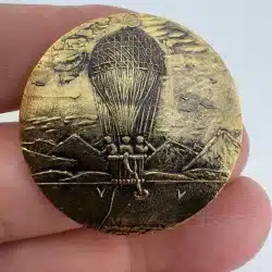 Beautiful Hot Air Balloon Pin with Mountain Range, Birds, Water, and more