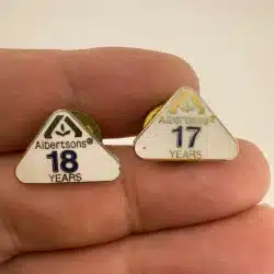 Albertsons Grocery Store 17 + 18 Year Employee Service Lapel Hat Pins *USED*