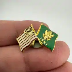 United States Flag crossed with Army Flag Lapel Hat Pin