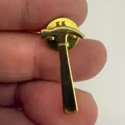 Hammer Lapel Hat Pin - Gold Tone - Construction Pin