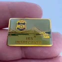 IRS INSPECTION SAN FRANCISCO LAPEL HAT PIN WITH GOLDEN GATE BRIDGE