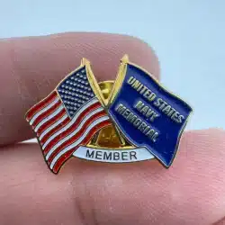 United States Navy Memorial Member Lapel Hat Pin with American Flag