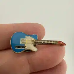 Vintage Guitar Pin - Blue and White Body with Red Headstock