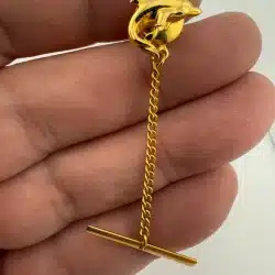 Dolphin Tie Tack Pin with Chain