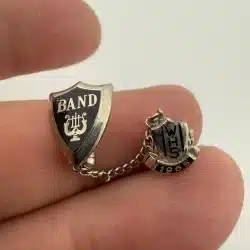 1965 WHS Band Lapel Pin w/ Chain Pin Brooch - Sterling