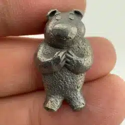 Silver Tone Bear Lapel Hat Pin Brooch - Signed MJ