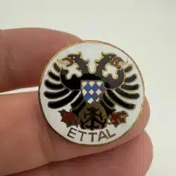 Vintage Ettal Germany Coat Of Arms Pin - Double Headed Eagle Sable Armed Gules