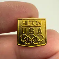 Hilton USA Olympic Games Lapel Hat Pin - Gold Tone