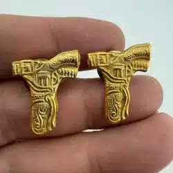 Lot Of 2 Holstered Revolver Gun Cowboy Lapel Pins *read full description*