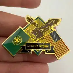 Desert Storm Lapel Hat Pin with Flags and Eagle