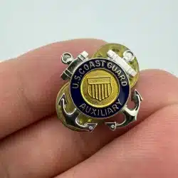 Vintage U.S. COAST GUARD AUXILIARY Double Clasp Pin - V-21-CG Stamp - Beautiful