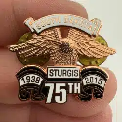 South Dakota Sturgis 1938 - 2015 75th Anniversary Jacket Vest Lapel Hat Pin