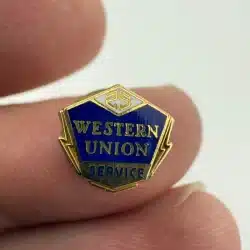 Western Union 25 Year Service Award Screwback Pin - 1/10 10K GF - *TINY*
