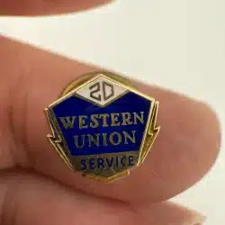 Western Union 20 Year Service Award Screwback Pin - 1/10 10K GF - *TINY*