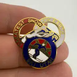 Ski Utah Greatest Snow on Earth Red White and Blue 3 Circles Pin Brooch