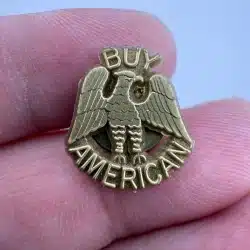 Vintage Buy American Plastic Lapel Hat Pin with Eagle - *Note: Plastic*
