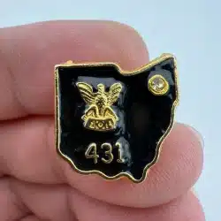 FOE Fraternal Order of Eagles 431 Ohio Map Outline Lapel Hat Pin with rhinestone