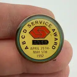 1992 SCRTD ABCD Service Award Pin *note: production flaw*