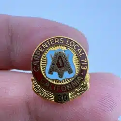 UBC United Brotherhood of Carpenters Local 713 California 30 Year Pin - 24K GP