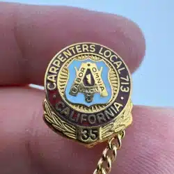 UBC United Brotherhood of Carpenters Local 713 California 35 Year Pin - 24K GP