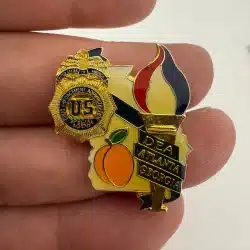 1996 Atlanta Olympics DEA Badge Peach Torch Lapel Pin