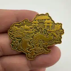 Dragon and Pagoda Lapel Hat Pin by WizardPins