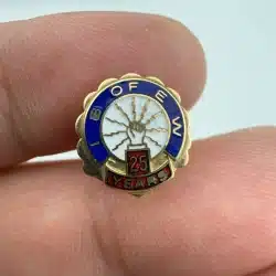 IBEW International Brotherhood of Electrical Workers 25 Years Tie Tack Pin - 10K