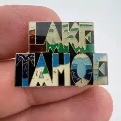 Lake Tahoe California / Nevada Skiing Lapel Hat Pin - Aged / Scuff marks
