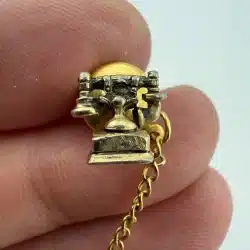 Vintage Rotary Dial Telephone Tie Tack Pin with Chain