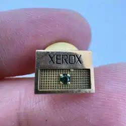 XEROX Employee Service Award Pin - 1/10 10K GF with Green Stone