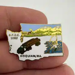BPOE Hoquiam Washington Elks 1082 Pin with Log Truck, Fisherman, Mountains, etc